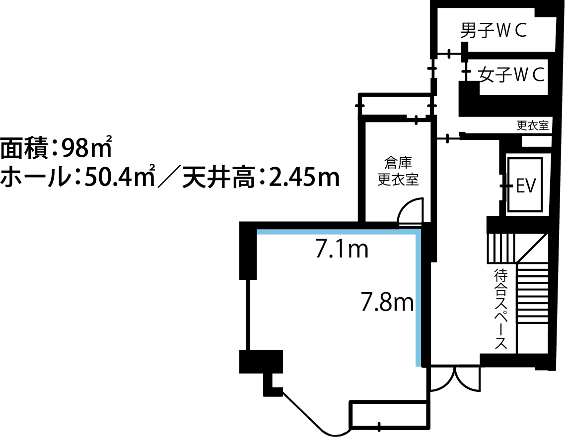 秋葉原レンタルスタジオ 秋葉原スクエアスタジオ スタジオ図面