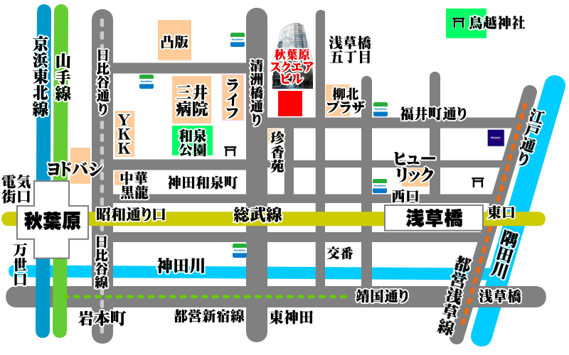 秋葉原スクエアビルの地図 マップ 所在地 アクセス の無料素材です